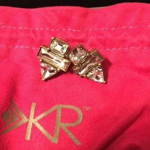 CZ & Brass post earrings